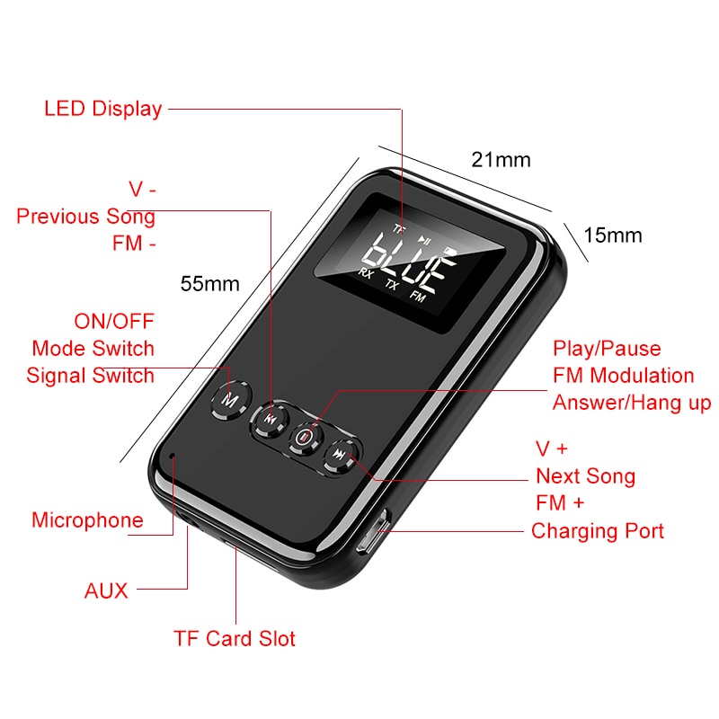 Modul Transmitter Receiver audio bluetooth 5.0, micro sd card - eCONECT